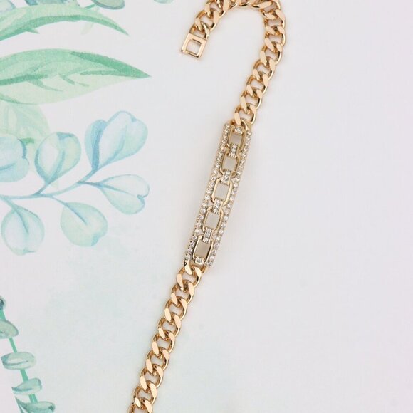 "Elegant Rose Gold Bracelet with Crystal Link Detailing, XPBL0847 - Picture 3 of 12